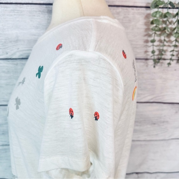 Lucky Brand Women's Good Luck Symbols Good Fortune Tee T Shirt Clover Large - Picture 9 of 12